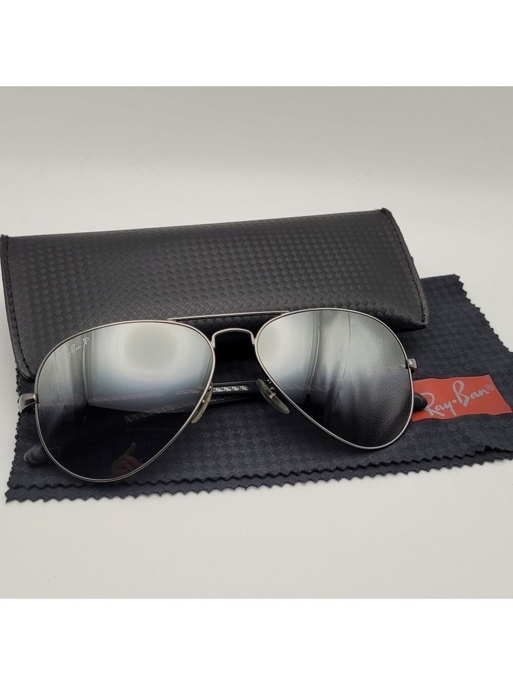 Ray Ban P.  Aviator Sunglasses RB8037 Carbon Fiber Arms Unisex